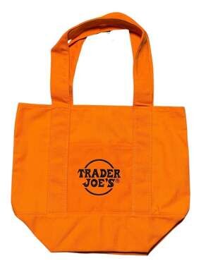 Trader Joe’s Trick or Treat Mini Canvas Tote Bag Orange Halloween NEW